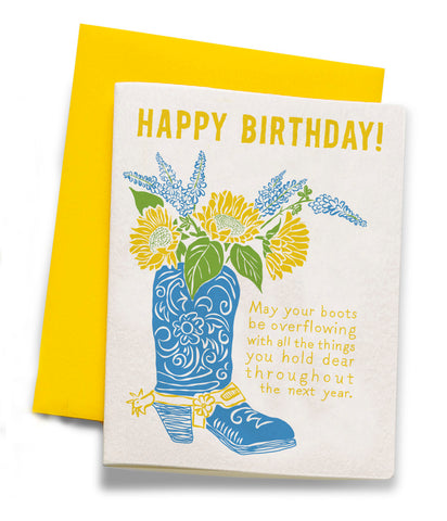 Boot Overflowing | Birthday | Letterpress Greeting Card