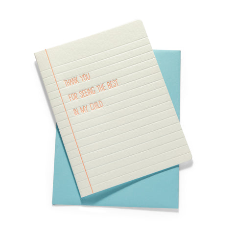 Thank You Teacher | Teacher | Letterpress Greeting Card