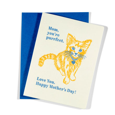 Purrfect Mom | Mother's Day | Letterpress Greeting Card