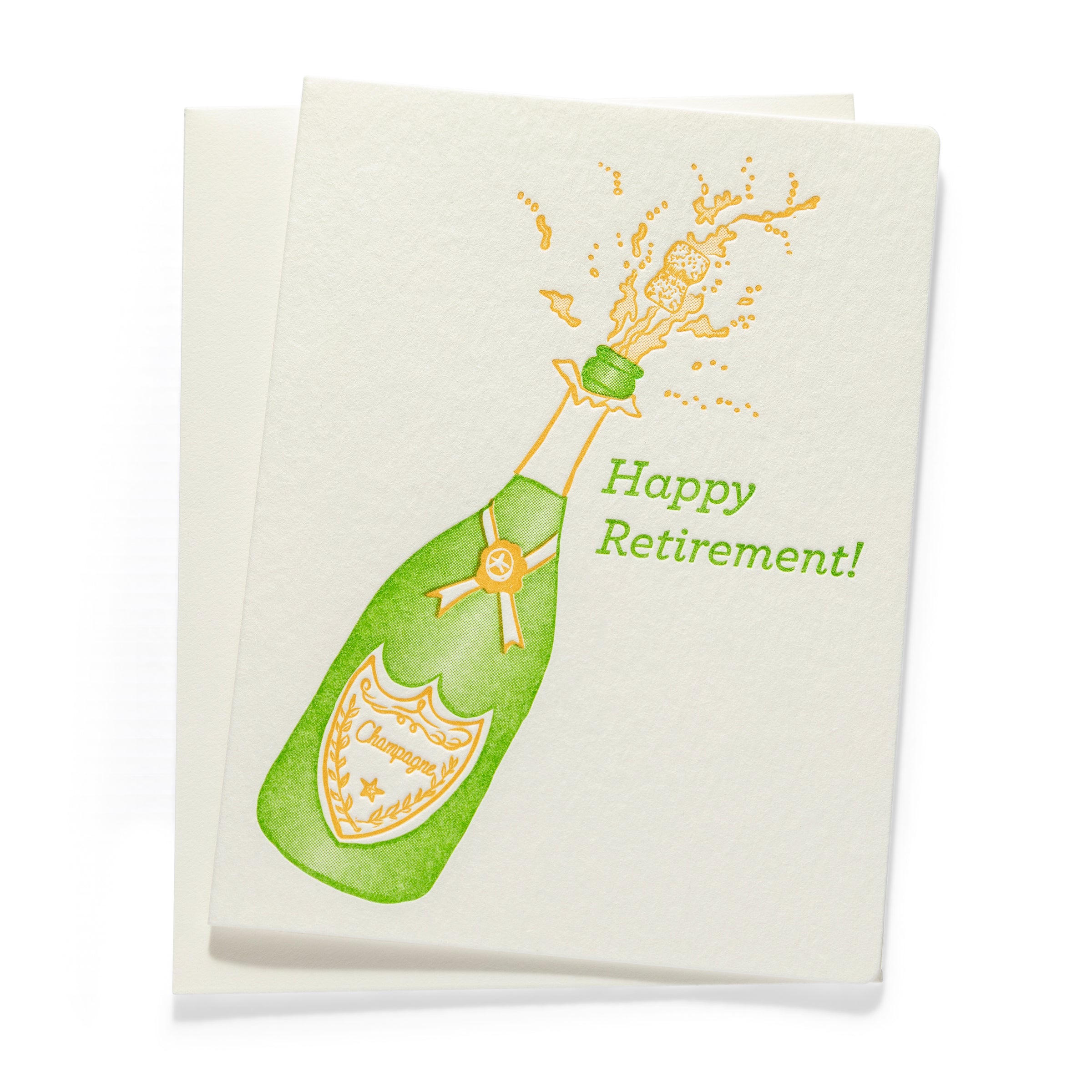 Champagne Bottle Retirement | Retirement | Letterpress Greeting Card