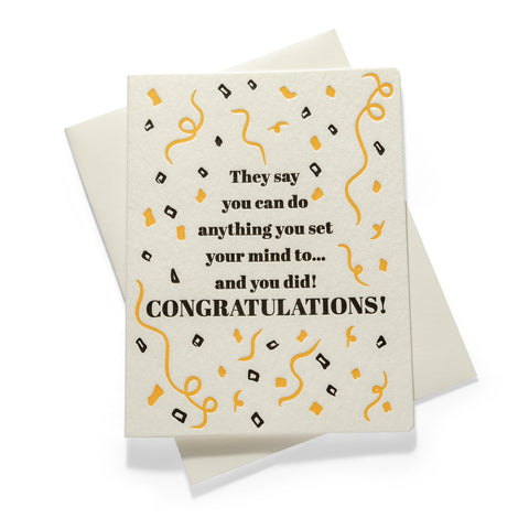 Congrats Set Your Mind | Multi-use | Letterpress Greeting Card