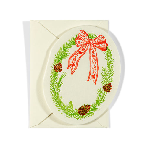 Mini Letterpress Enclosure Card | Christmas Wreath