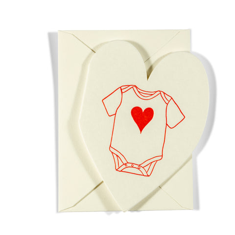 Mini Letterpress Enclosure Card | Heart Onsie