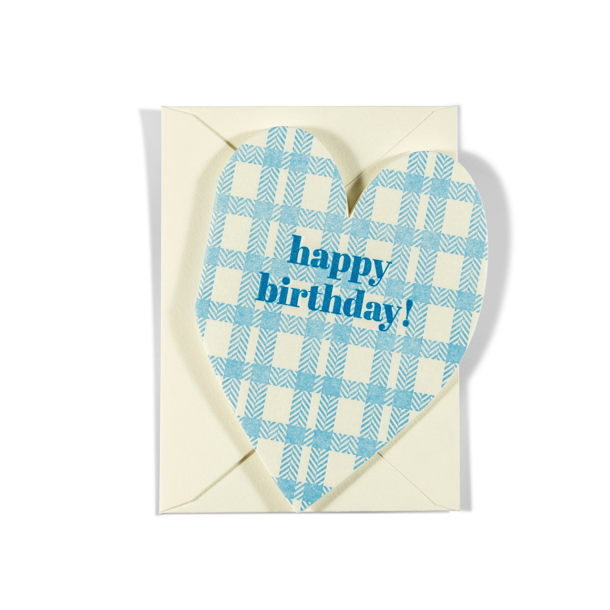 Mini Letterpress Enclosure Card | Blue Plaid Birthday